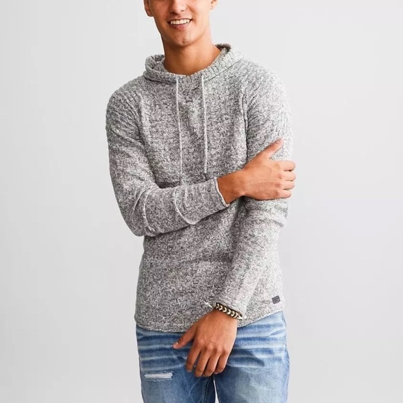 Outpost Makers Men’s Gray Marled Knit Hoodie Sweater Pullover Long Sleeve Size L - Picture 1 of 10